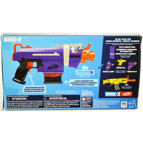 NERF FORTNITE SMG-E Motorized Elite Dart Gun Blaster With 6  Darts - Picture 2 of 2